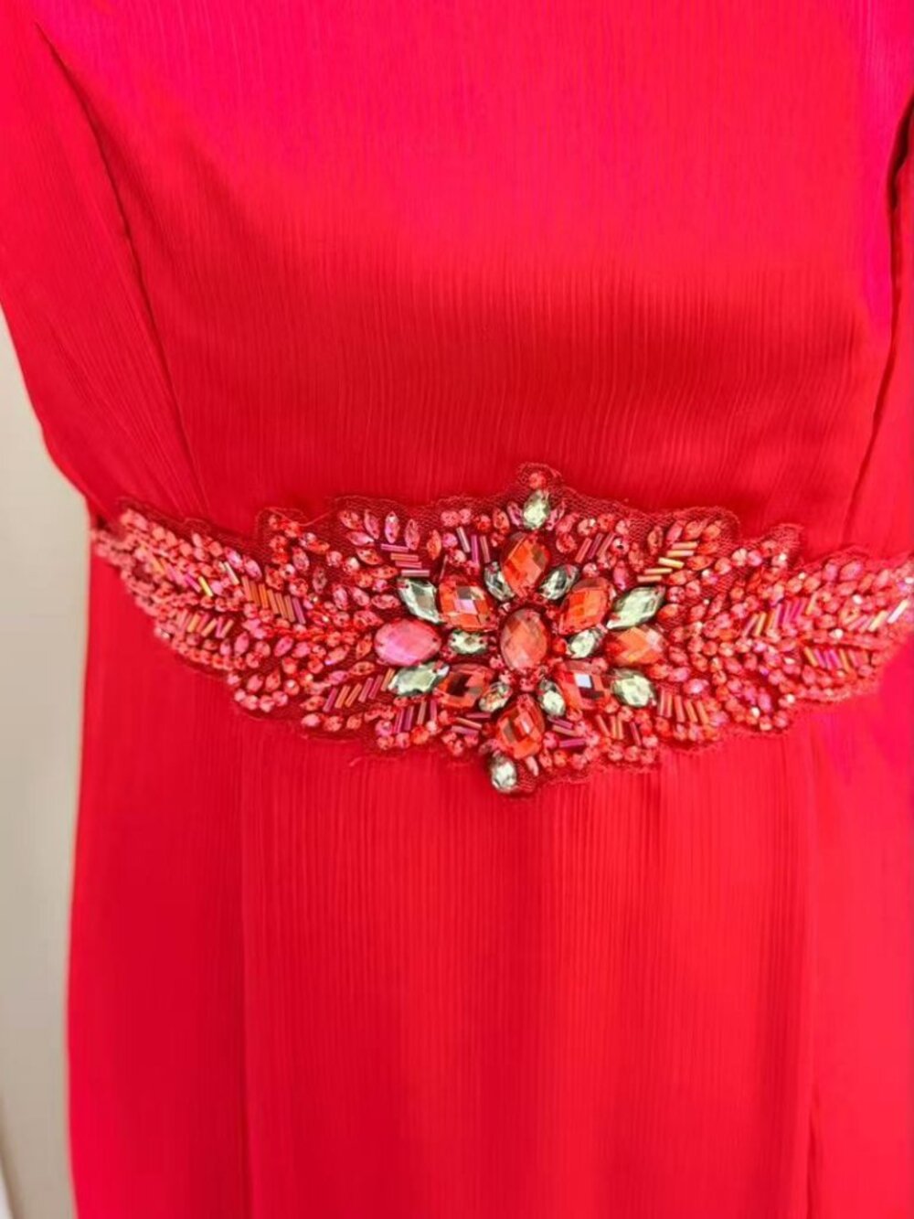 Ornate crystal-embellished belt evening gown size L
